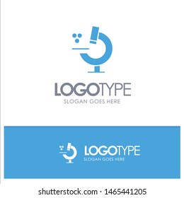 Education, Microscope, Science Blue Solid Logo with place for tagline. Vector Icon Template background
