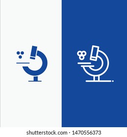 Education, Microscope, Science Line and Glyph Solid icon Blue banner Line and Glyph Solid icon Blue banner. Vector Icon Template background