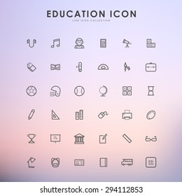 education minimal line icons on gradient background