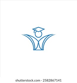 Education Minimalist Book Graduation Learning concept Logo Design
