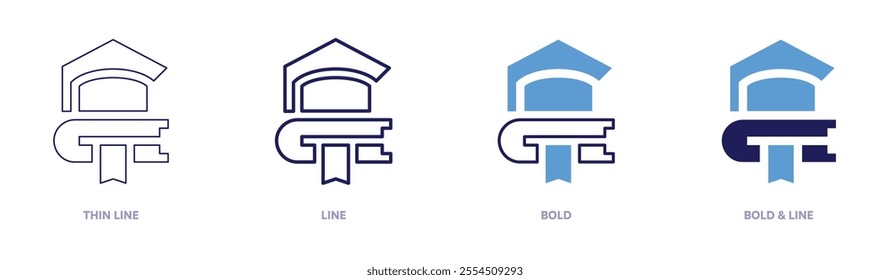 Education models icon in 4 different styles. Thin Line, Line, Bold, and Bold Line. Duotone style. Editable stroke.