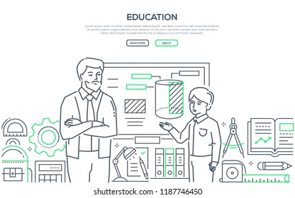 Education - modern colorful line design style banner