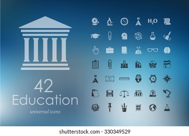 education modern icons for mobile interface on blurred background