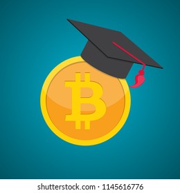 Education and money, graduation hat and coins cash concept flat vector illustration EPS10
