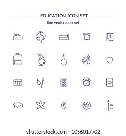Education mono line icon set. Back to school graphic design.