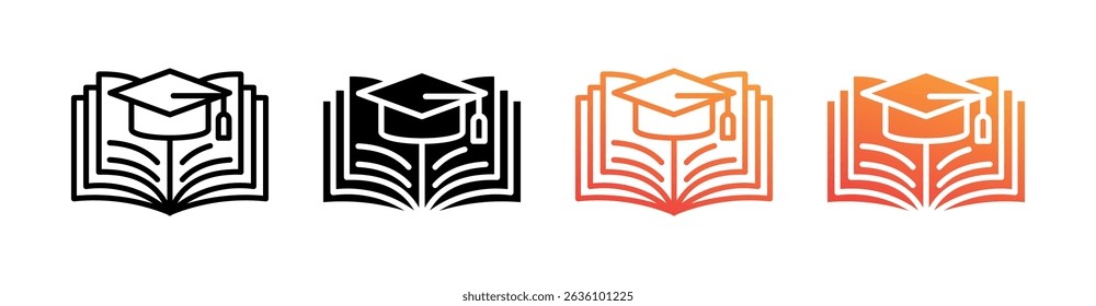 Education Multi Style Icon Set Vector