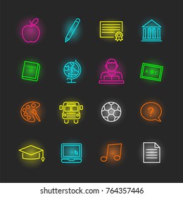 education neon icon set, vector design editable stroke