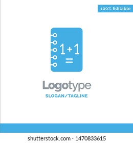 Education, Notebook, Notepad , 1+1 Blue Solid Logo Template. Place for Tagline. Vector Icon Template background