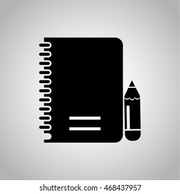Education notebook and pencil icon on the background