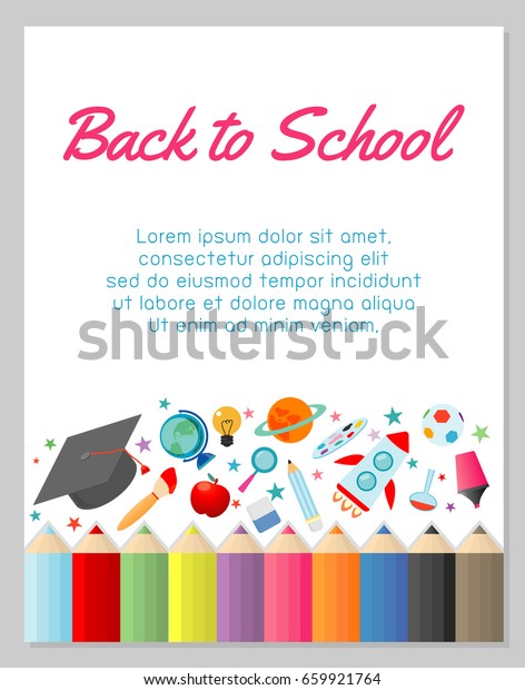 Education Object On Back School Background Stock Vector Royalty Free
