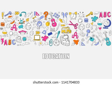 Education Objects background, drawing by hand vector