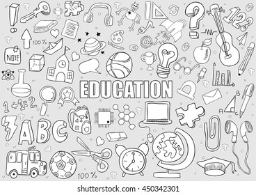 Education Objects background, drawing by hand vector