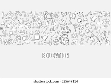Education Objects background, drawing by hand vector