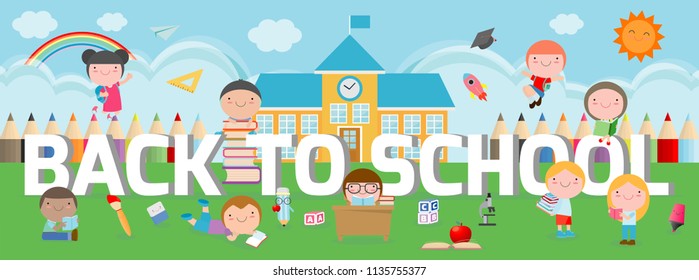education on back to school background design, back to school, school kids in education concept, education concept, Template for advertising brochure, your text ,Vector Illustration