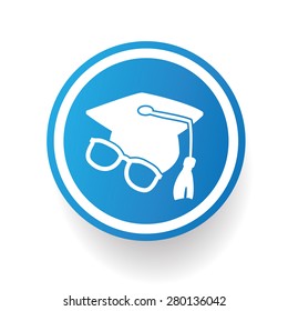 Education on blue button background,on white background,clean vector
