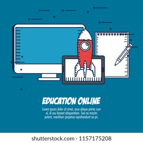 education on line with desktop display