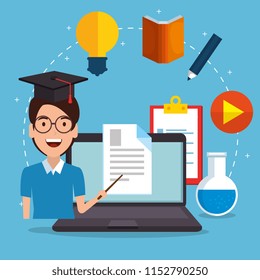 education on line with laptop