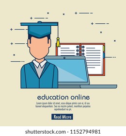 education on line with laptop