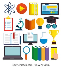 education on line set icons