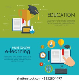 education on line set icons