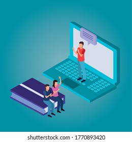 education on line technology with laptop vector illustration design