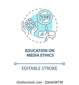 Education On Media Ethics Blue Concept Icon. Hate Speech Countering Abstract Idea Thin Line Illustration. Freedom Of Expression. Vector Isolated Outline Color Drawing. Editable Stroke