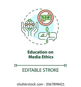 Education On Media Ethics Concept Icon. Hate Speech Countering Abstract Idea Thin Line Illustration. Promote Ethical Standards. Peaceful Society. Vector Isolated Outline Color Drawing. Editable Stroke