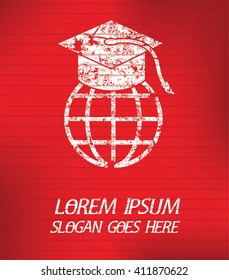 Education on red background,poster grunge design