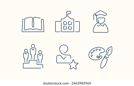 Conjunto de iconos de Vector de Educación de una línea