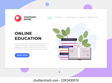 Education online banner web page graphic design concept. Vector flat graphic design cartoon illustration