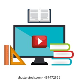 education online book and video virtual graphic isolated