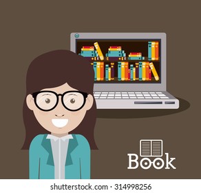 Education online concept: Ebooks with avatar design, vector illustration eps 10