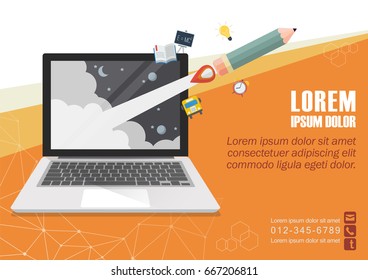 Education online concept poster. Template graphic design