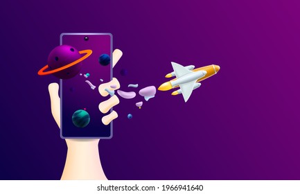 Education online concept. Smart learning technology. Vector illustration in 3d stye. 