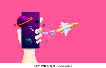 Education online concept. Smart learning technology. Vector illustration in 3d stye. 