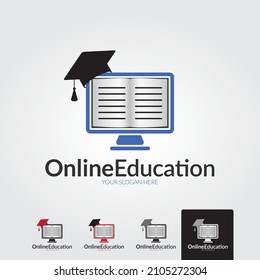 Education online concepts. Laptop with a graduation cap on screen sketch icon.