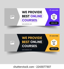 Education online courses offer web banner design for social media posts, multipurpose usage banner