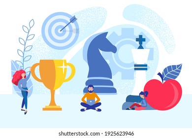 Education and online courses, training tactics and strategy, information assistance, brainstorming concept  vector illustration