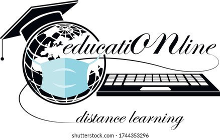 education online distance learning vector logo