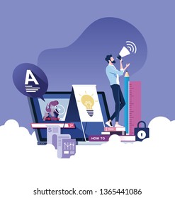 Education online or e-learning vector concept
