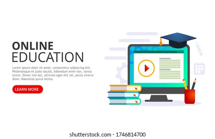 Education online or elearning, vector illustration