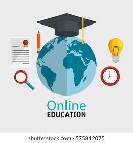 education online flat icons