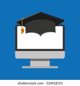 education online global cap graduation vector illustration eps 10
