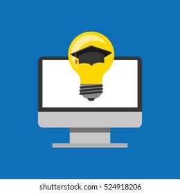 education online global idea cap graduated vector illustration eps 10
