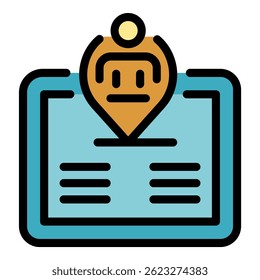 Ícone Educação online. Estrutura de tópicos educação online vetor ícone cor plano isolado