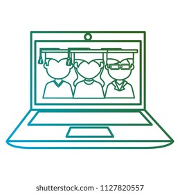 education online with laptop with graduates