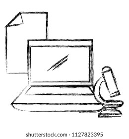 education online with laptop and microscope