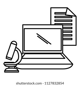 education online with laptop and microscope