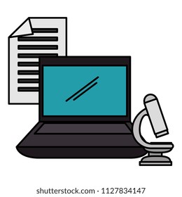 education online with laptop and microscope