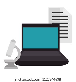education online with laptop with microscope